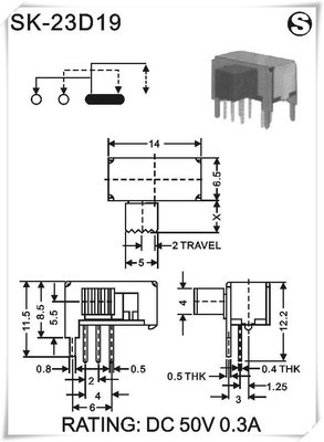 拔動開關三檔SK-23D19 企業(yè)集采優(yōu)選，側柄設計靈活應用